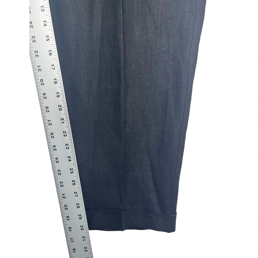 vtg Y2K Murano 40x30 Black 100% Linen Pants Trousers Pleated Relaxed High Waist